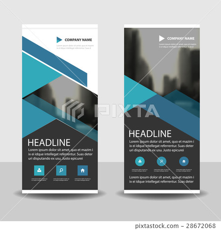Blue triangle roll up business brochure banner 28672068
