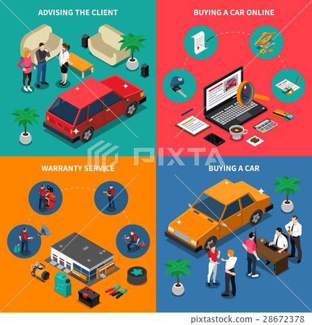 Car Dealership Isometric Concept Car Dealership Isometric Concept 28672378