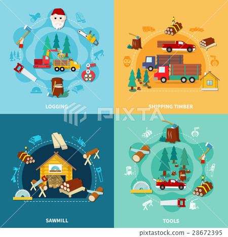 Lumberjack Square Icon Set 28672395
