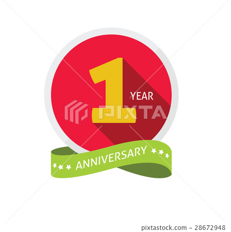 Anniversary 1st logo template with shadow on 28672948