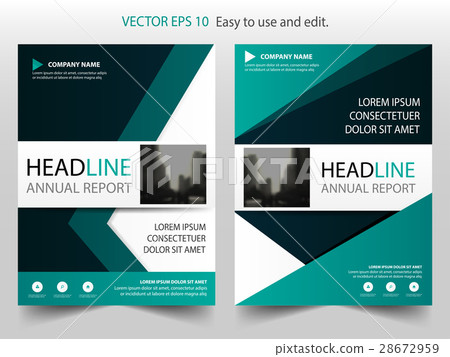 Green triangle Vector annual Brochure template 28672959