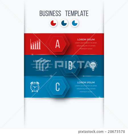 Infographics template 3 options with hexagon 28673578