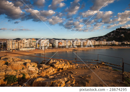 Sunrise at Sea Town of Blanes in Spain Sunrise at Sea Town of Blanes in Spain 28674295
