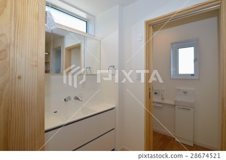 Wash basin and toilet of newly built house 28674521