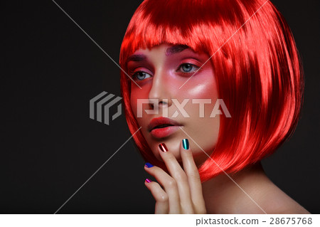 Beautiful girl in red wig 28675768