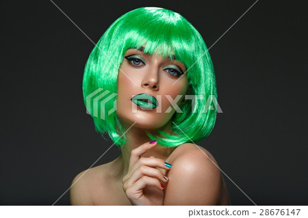 Beautiful girl in green wig Beautiful girl in green wig 28676147
