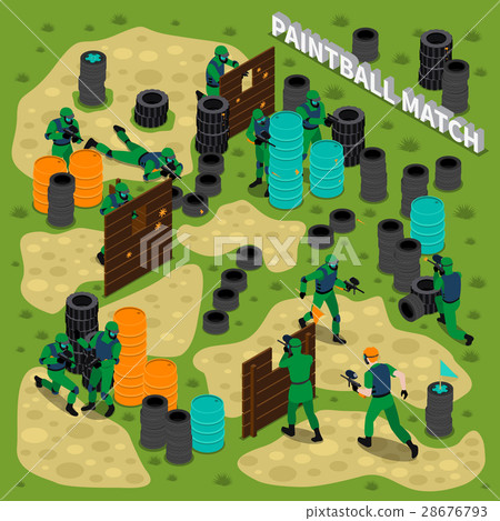 Paintball Match Isometric Illustration Paintball Match Isometric Illustration 28676793