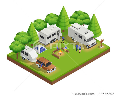 Recreational Vehicles Isometric Composition 28676802