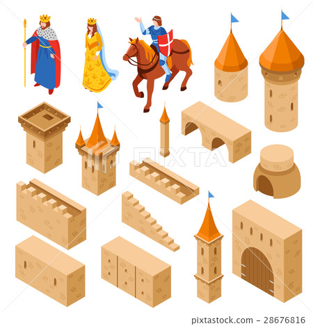 Medieval Royal Castle Isometric Set 28676816