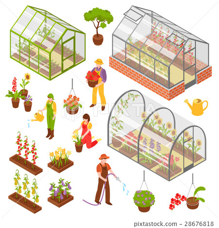 Isometric 3d Greenhouse Icon Set Isometric 3d Greenhouse Icon Set 28676818