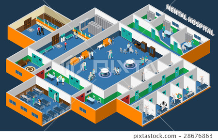 Mental Hospital Isometric Interior 28676863