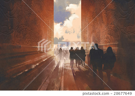 people walking on the narrow alley people walking on the narrow alley 28677649