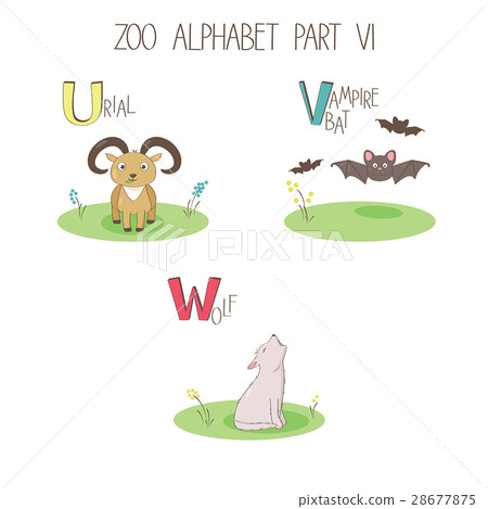Animal children zoo A-Z alphabet, page U V W 28677875