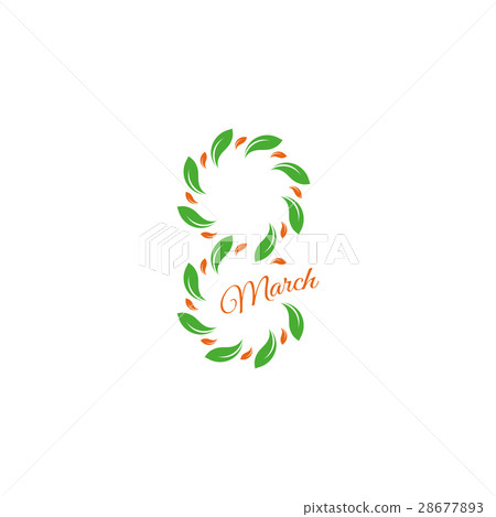 Isolated green color number eight of leaves and Isolated green color number eight of leaves and 28677893