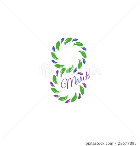 Isolated green color number eight of leaves and Isolated green color number eight of leaves and 28677895