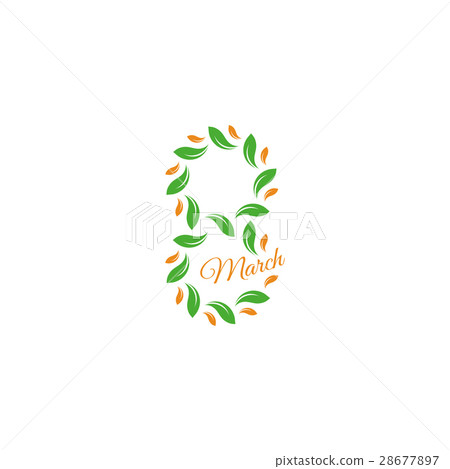 Isolated green color number eight of leaves and Isolated green color number eight of leaves and 28677897