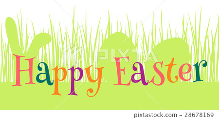 Happy easter card with eggs and rabbit ears 28678169