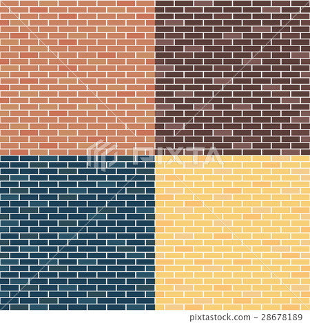 Seamles pattern of brick walls. red, yellow, blue 28678189