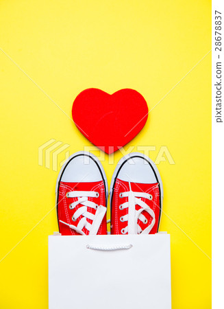 big red gumshoes in cool shopping bag 28678837