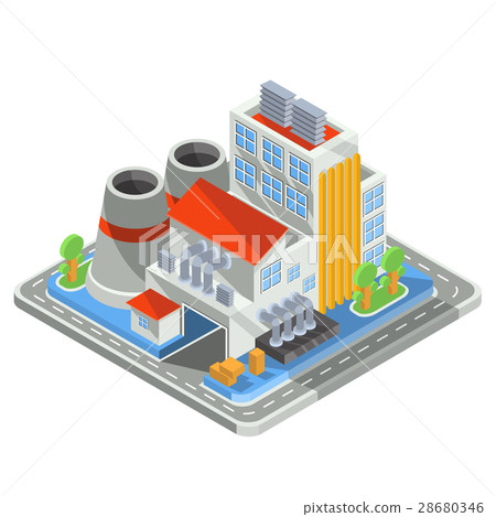 Vector isometric plant, factory isolated on white 28680346