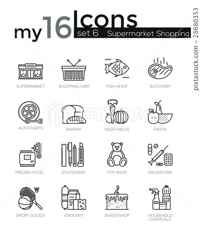 Modern thin line icons set of supermarket shopping 28680353
