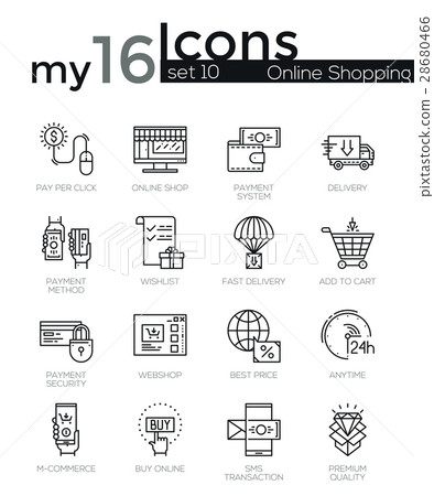 Modern thin line icons set of internet shopping - Stock Illustration ...