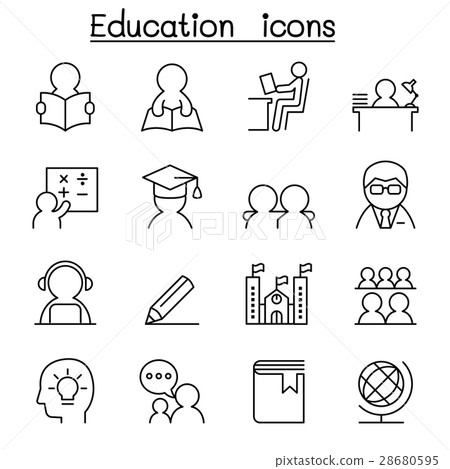 Learning & Education icon set in thin line style - Stock Illustration ...