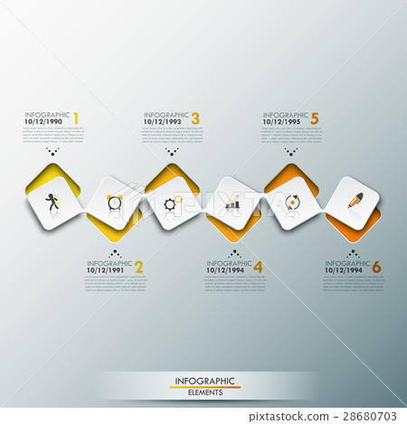 Infographic design template with timeline and 6 28680703
