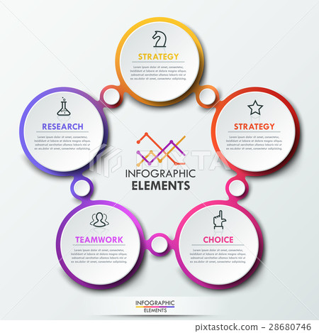 Infographic design template with 5 connected 28680746