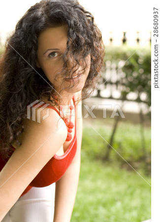 beautiful brunet woman in red beautiful brunet woman in red 28680937