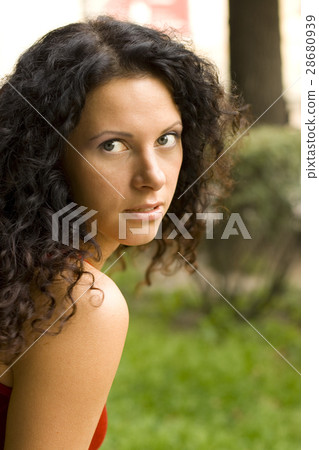 beautiful brunet woman in red 28680939