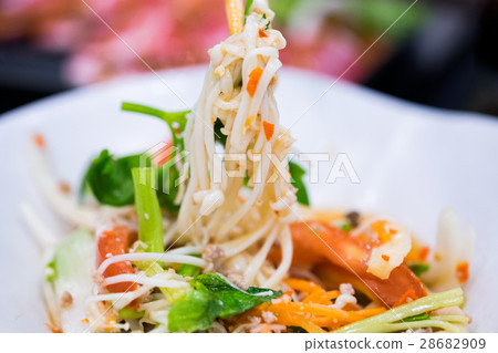 Chopsticks pinch golden needle mushroom spicy 28682909