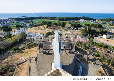 Panoramic landscape from the observation hall that looks round from the earth South (Choshi City, Chiba Prefecture) Photographed in February 2017 28683052