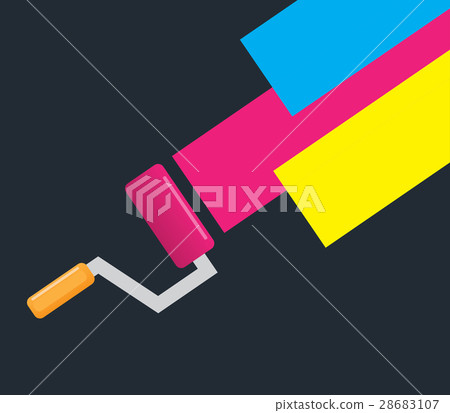 Roller Brush and Cmyk Color 28683107