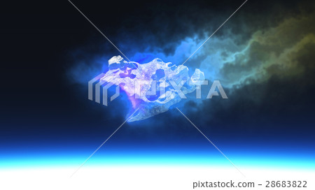burning blue fire meteorite falling to planet burning blue fire meteorite falling to planet 28683822