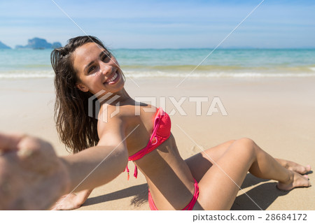 Attractive Young Caucasian Woman In Swimsuit Attractive Young Caucasian Woman In Swimsuit 28684172