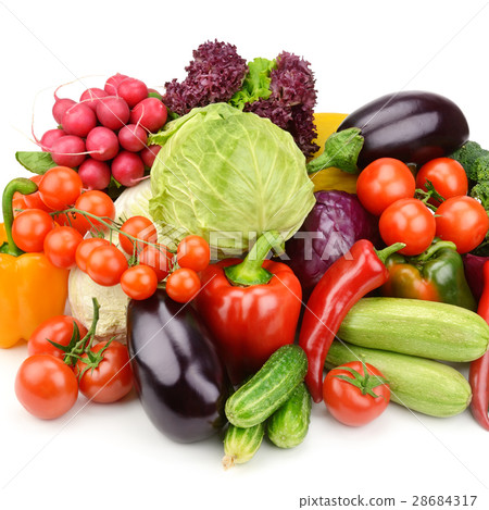 图库照片: set vegetables isolated on white background