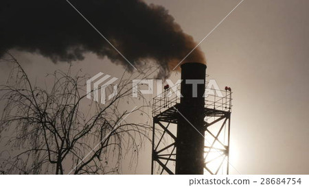 Industrial smoke from a pipe on a blue sky 28684754