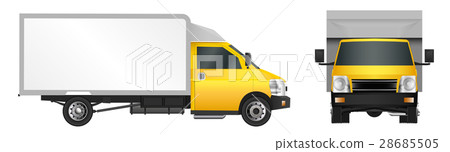 Yellow truck template. City commercial delivery Yellow truck template. City commercial delivery 28685505