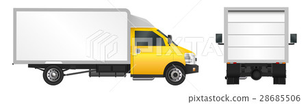 Yellow truck template. City commercial delivery Yellow truck template. City commercial delivery 28685506