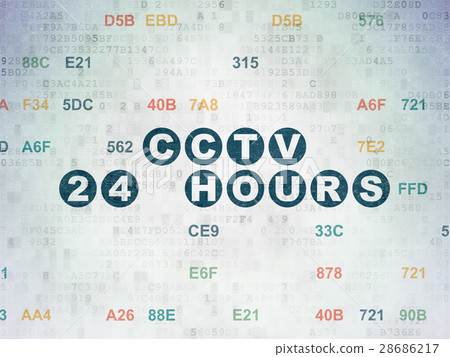 Security concept: CCTV 24 hours on Digital Data - Stock Illustration ...