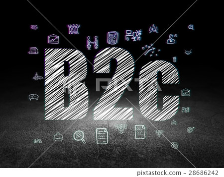 Business concept: B2c in grunge dark room 28686242