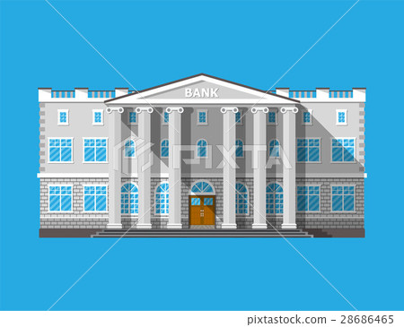 Bank building. Financial house isolated on blue Bank building. Financial house isolated on blue 28686465