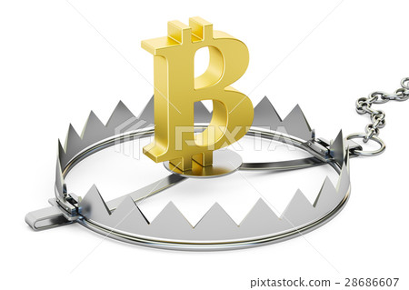 money trap with bitcoin sign, 3D rendering 28686607