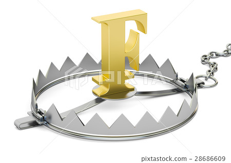 money trap with franc sign, 3D rendering 28686609