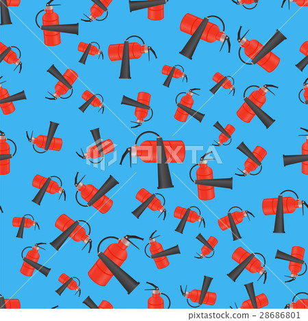 Red Metallic Extinguisher Seamless Pattern 28686801