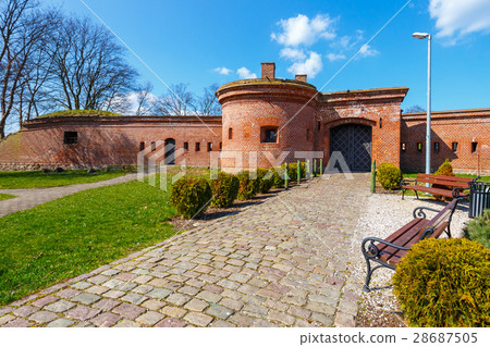 View of the fortifications i harbor in Kolobrzeg 28687505