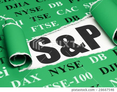 Stock market indexes concept: black text S&P under Stock market indexes concept: black text S&P under 28687546