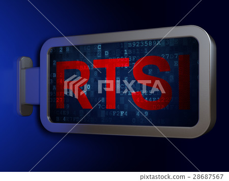 Stock market indexes concept: RTSI on billboard 28687567