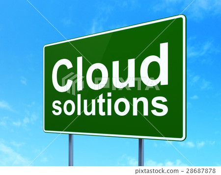 Cloud computing concept: Cloud Solutions on road 28687878